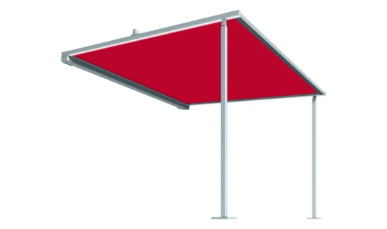 Rotes Sonnensegel mit Aluminiumrahmen