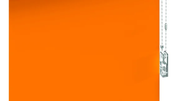 Gelber Rollo ohne Kassette mit Bedienung über Schnur